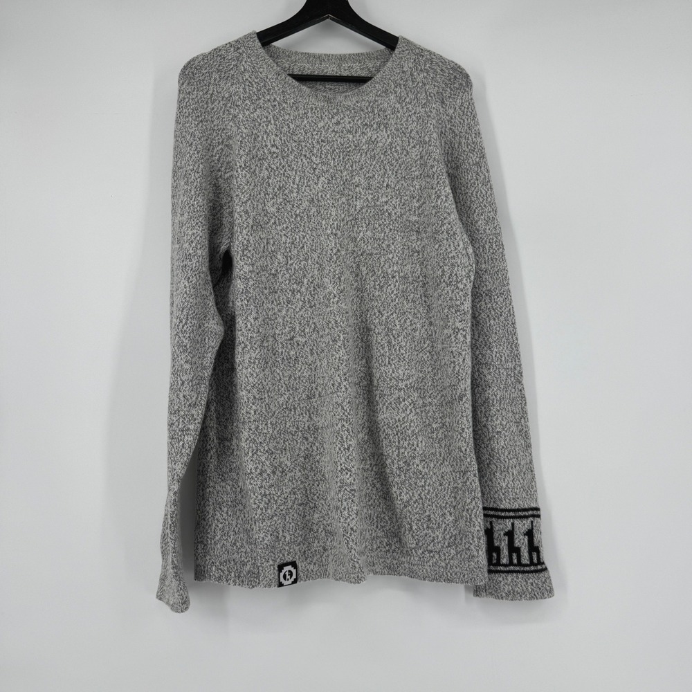 Handmade Peru Alpaca Merino Wool Blend Marled Grey Crewneck Sweater Large